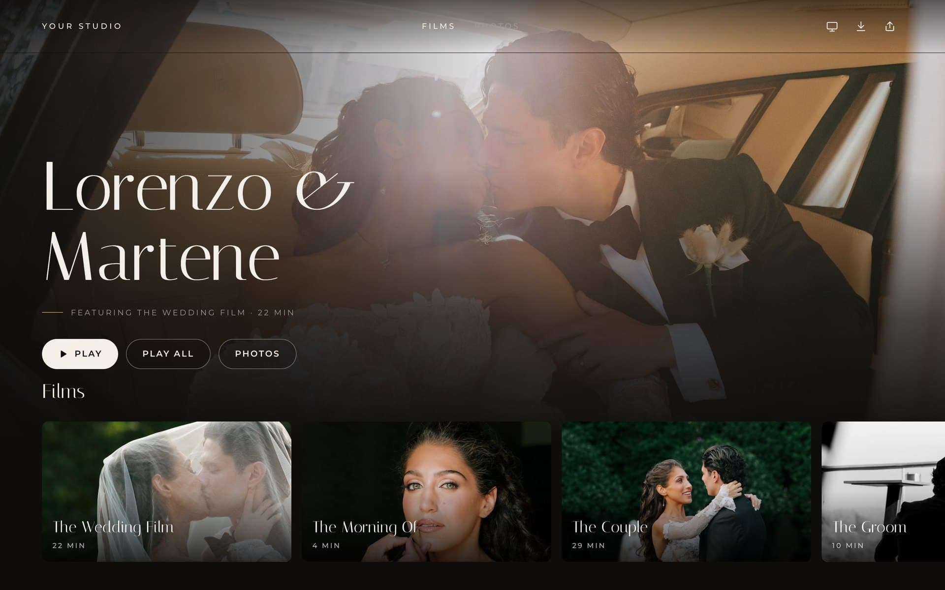 The Gatsby wedding gallery layout for multiple films