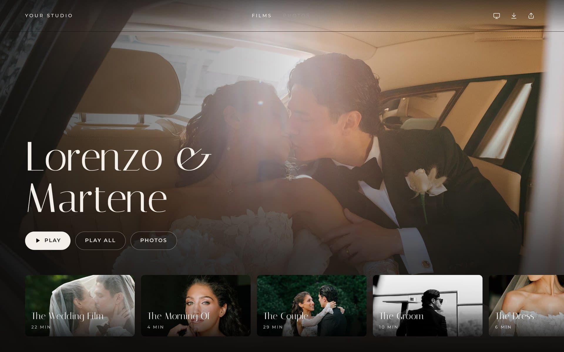 The Grove wedding gallery layout for multiple films