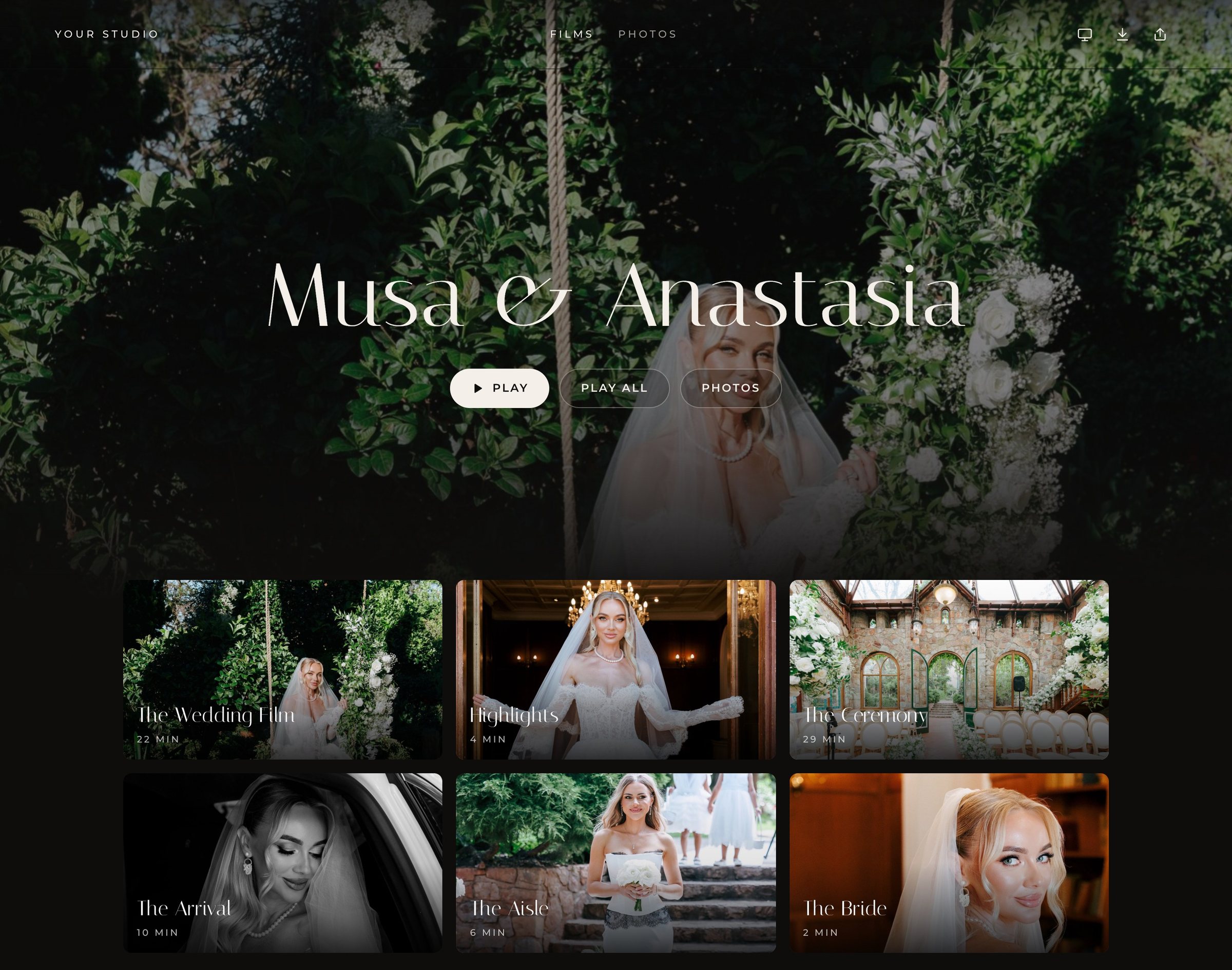Musa & Anastasia's wedding gallery in Dellro's Aurora layout
