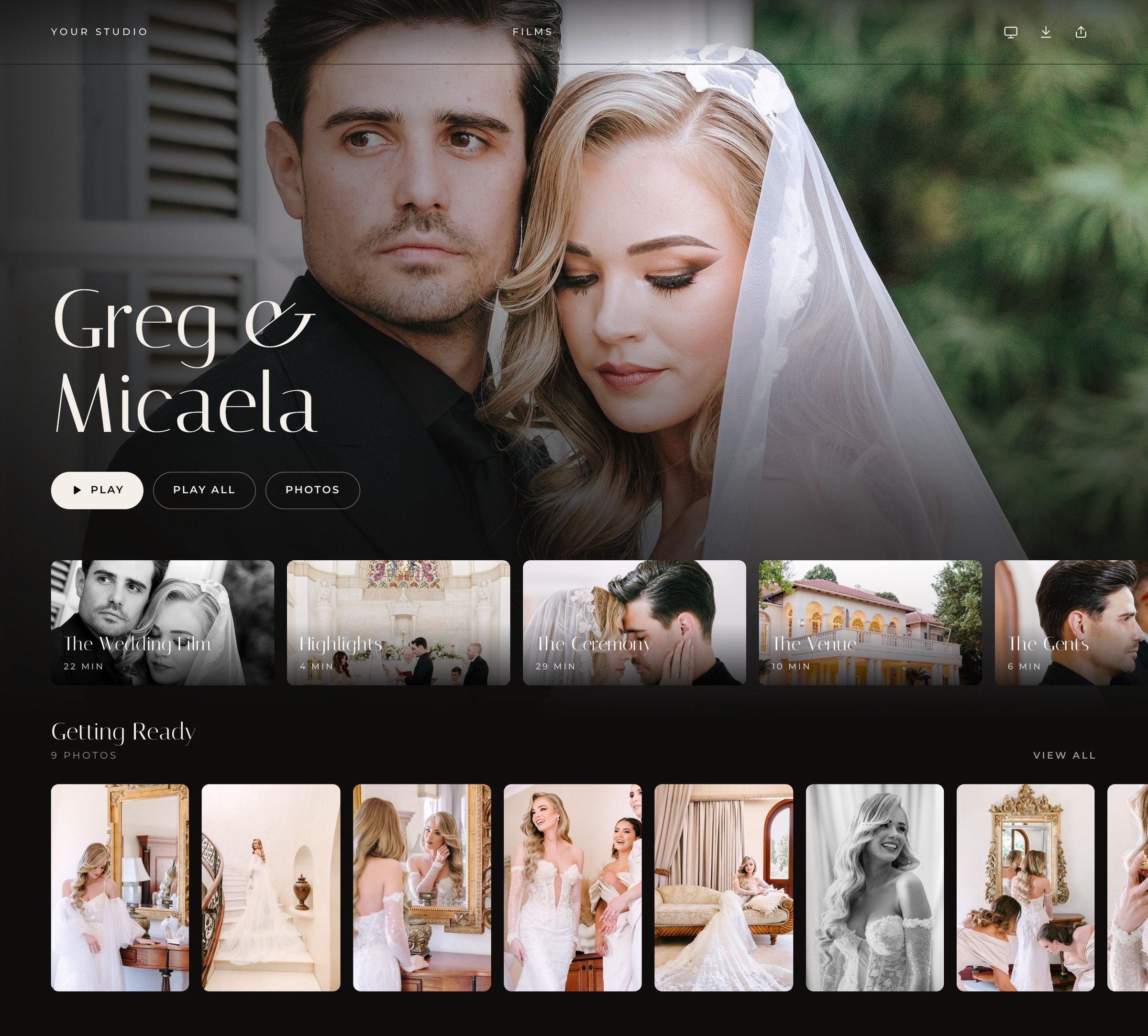 Greg & Micaela's wedding gallery in Dellro's Grove layout