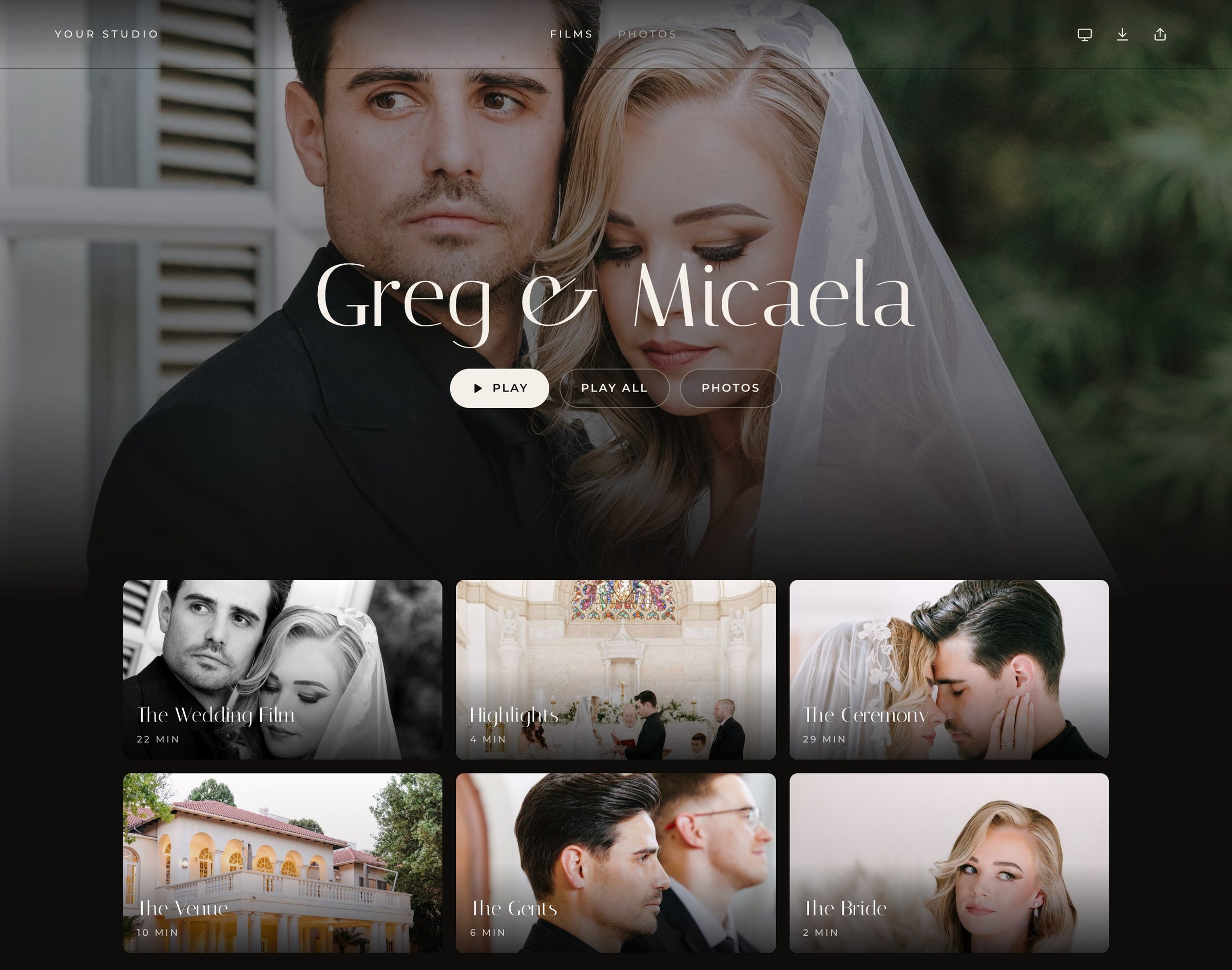 Greg & Micaela's wedding gallery in Dellro's Aurora layout