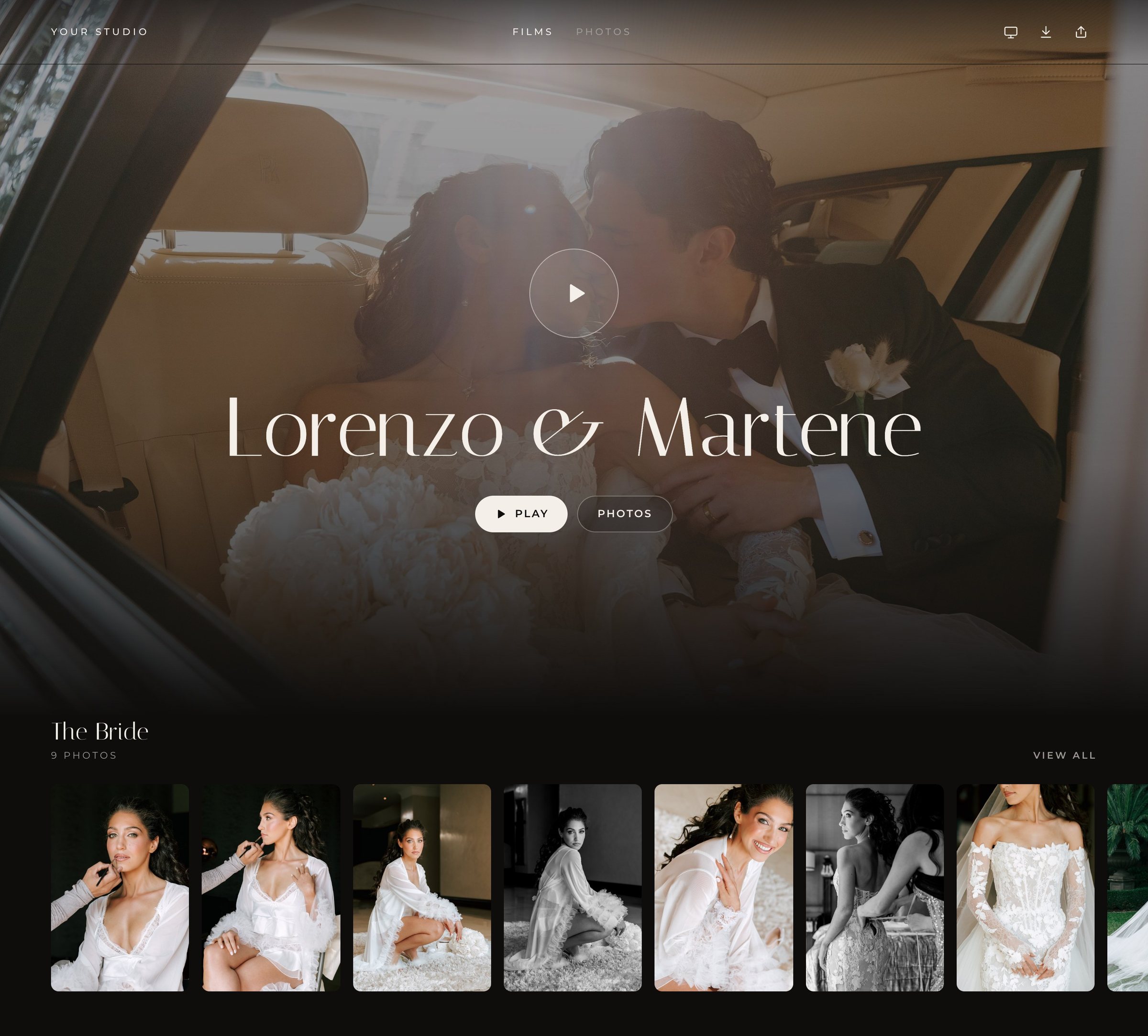 Lorenzo & Martene's wedding gallery in Dellro's Solace layout