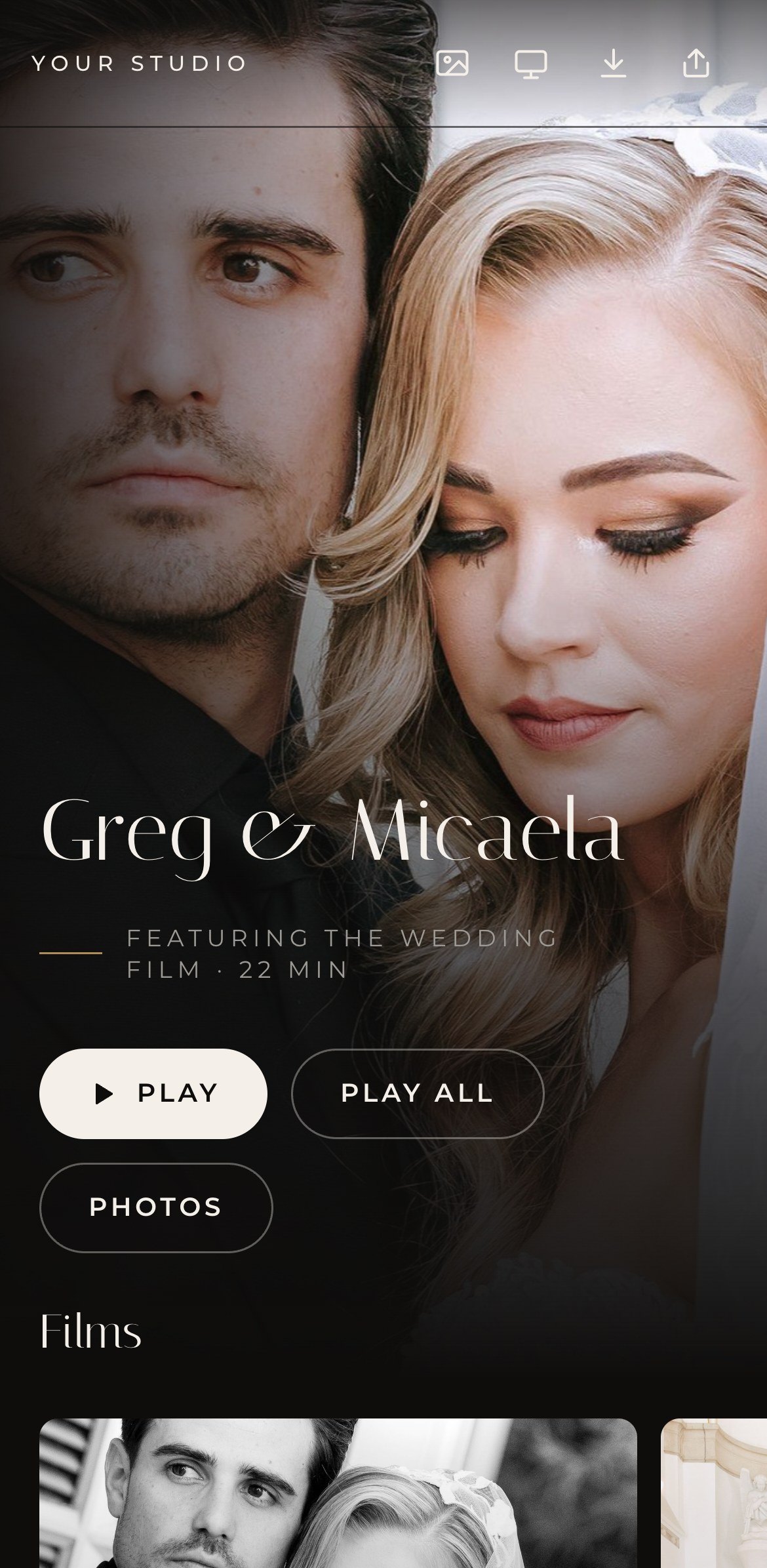 Musa & Anastasia's wedding gallery on a phone