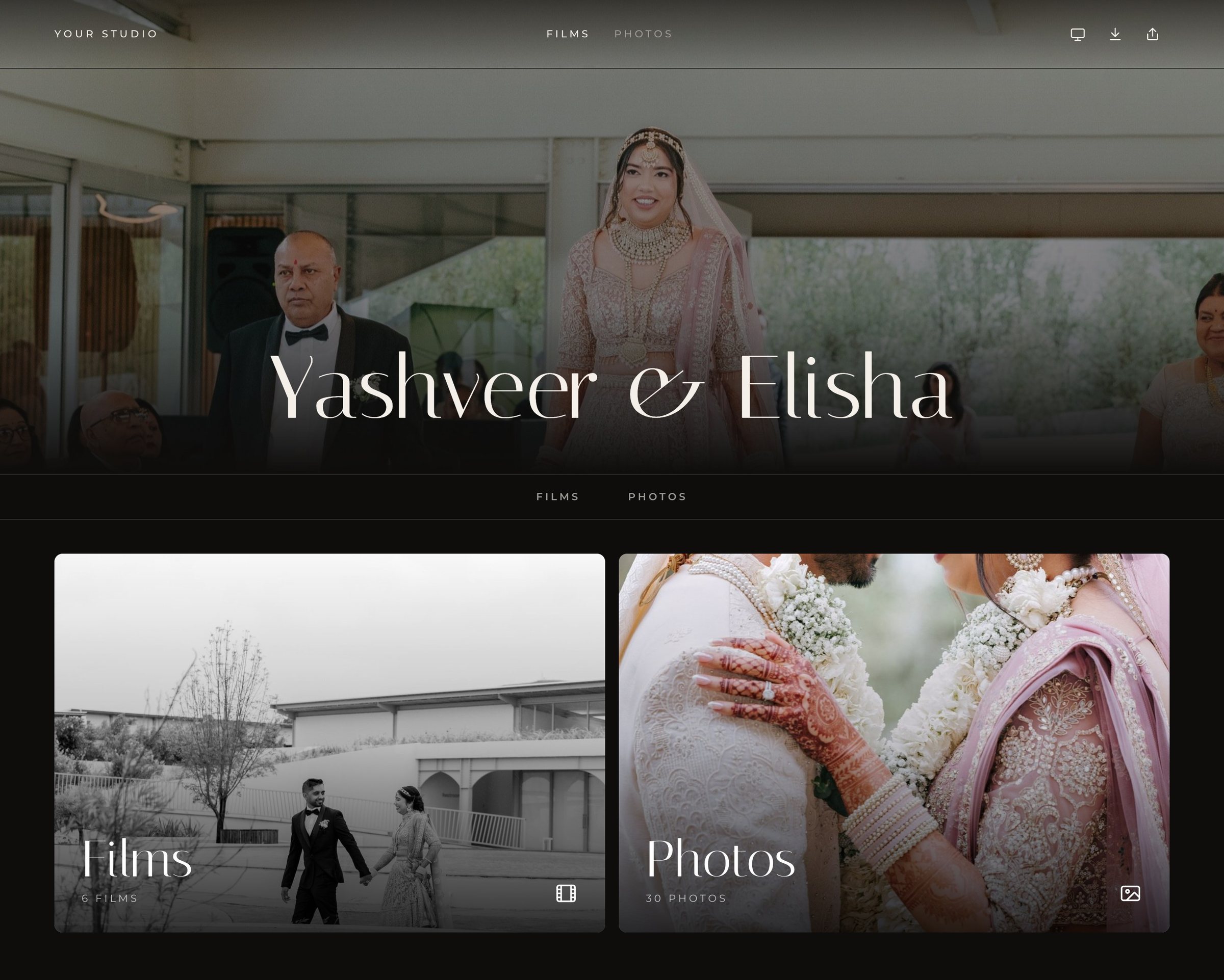 Yashveer & Elisha's wedding gallery in Dellro's Duet layout