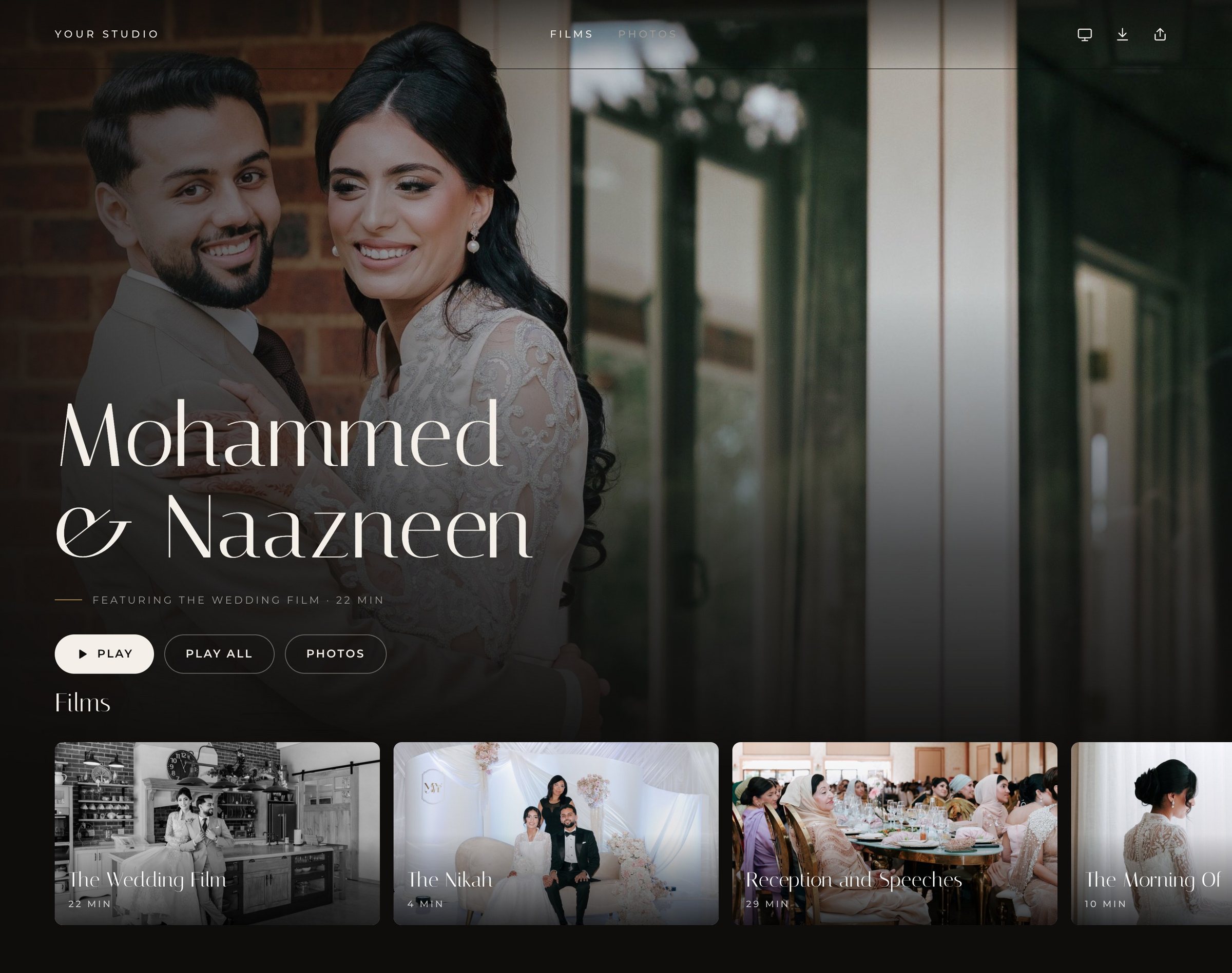 Mohammed & Naazneen's wedding gallery in Dellro's Gatsby layout
